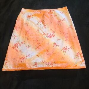 Y2K Vintage Juniors Orange Ombre Floral Mini Skirt